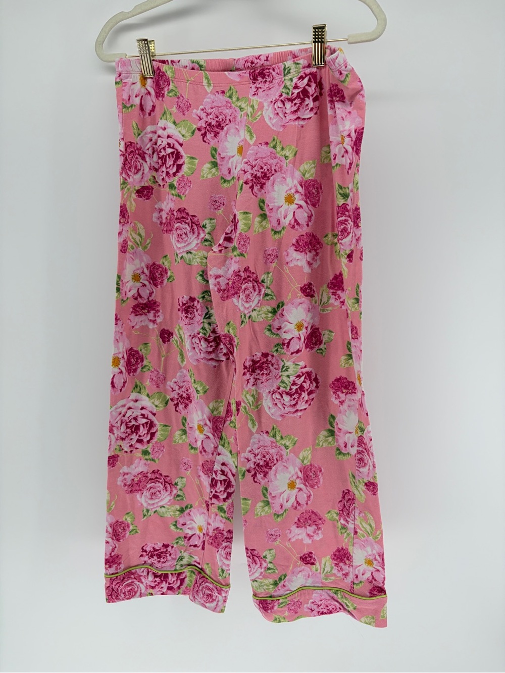 BedHead Pajamas Pink Floral Rose Lounge Sleep Pants Piped Trim Womens Medium